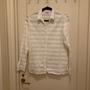 Gap Alternating Stripes Button Down Shirt, White, Size XS